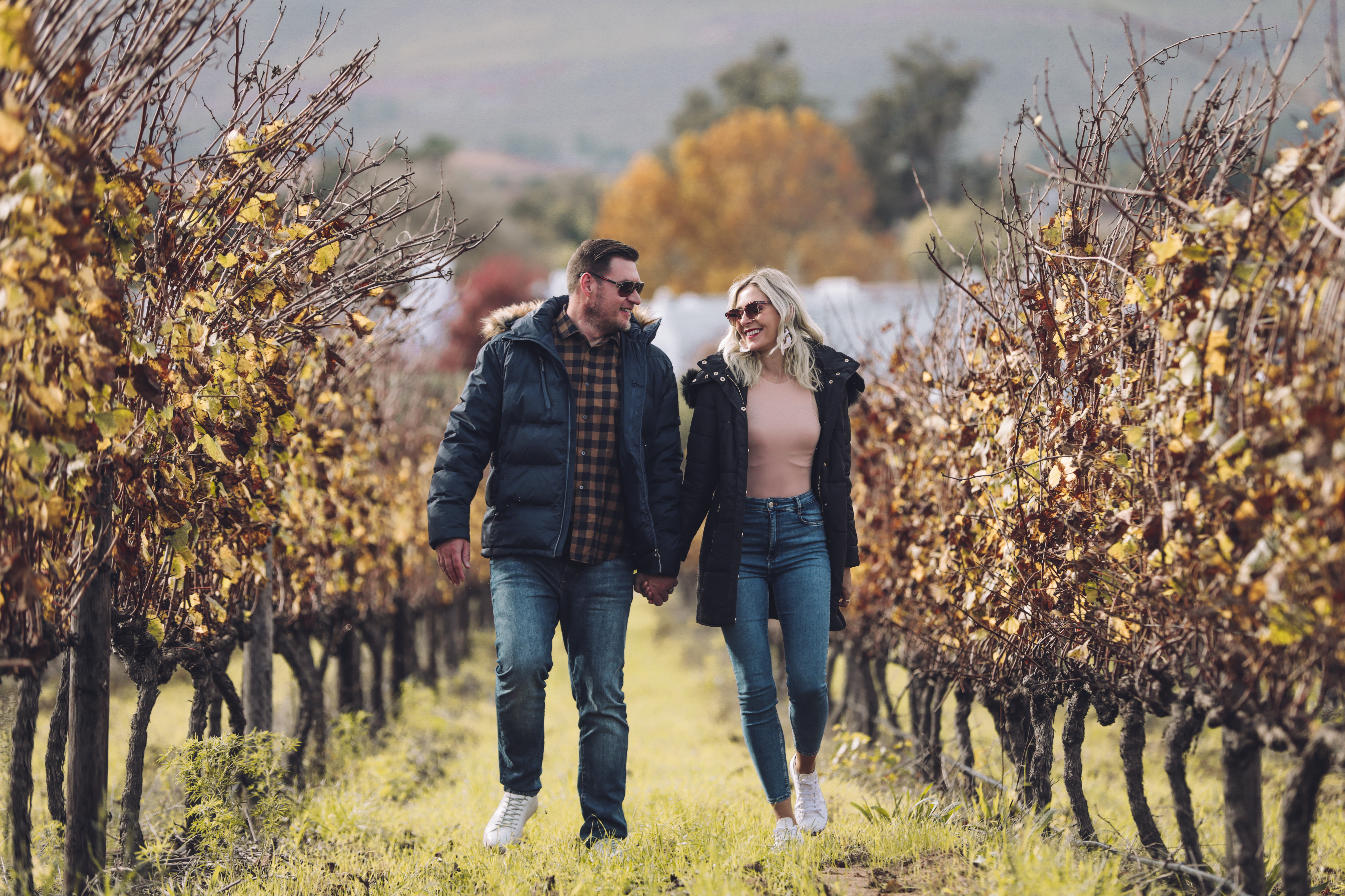 Couple Walking Vineyards