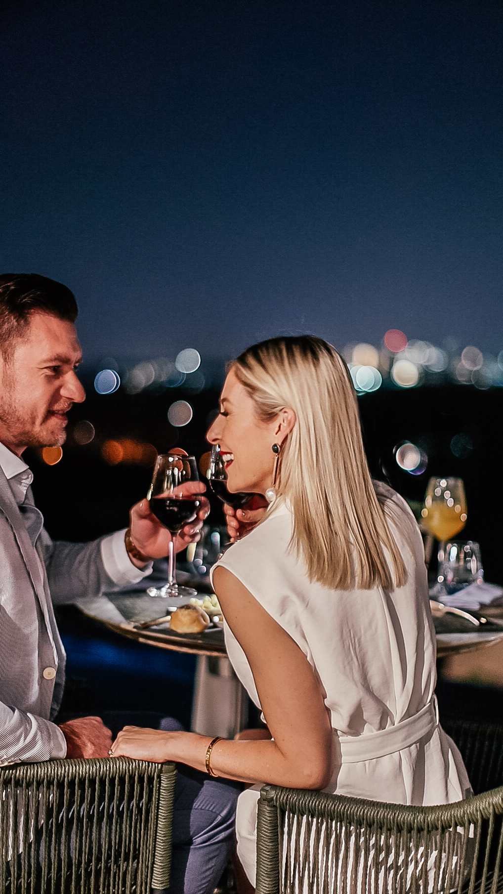 Flames Couple Dining Laughing