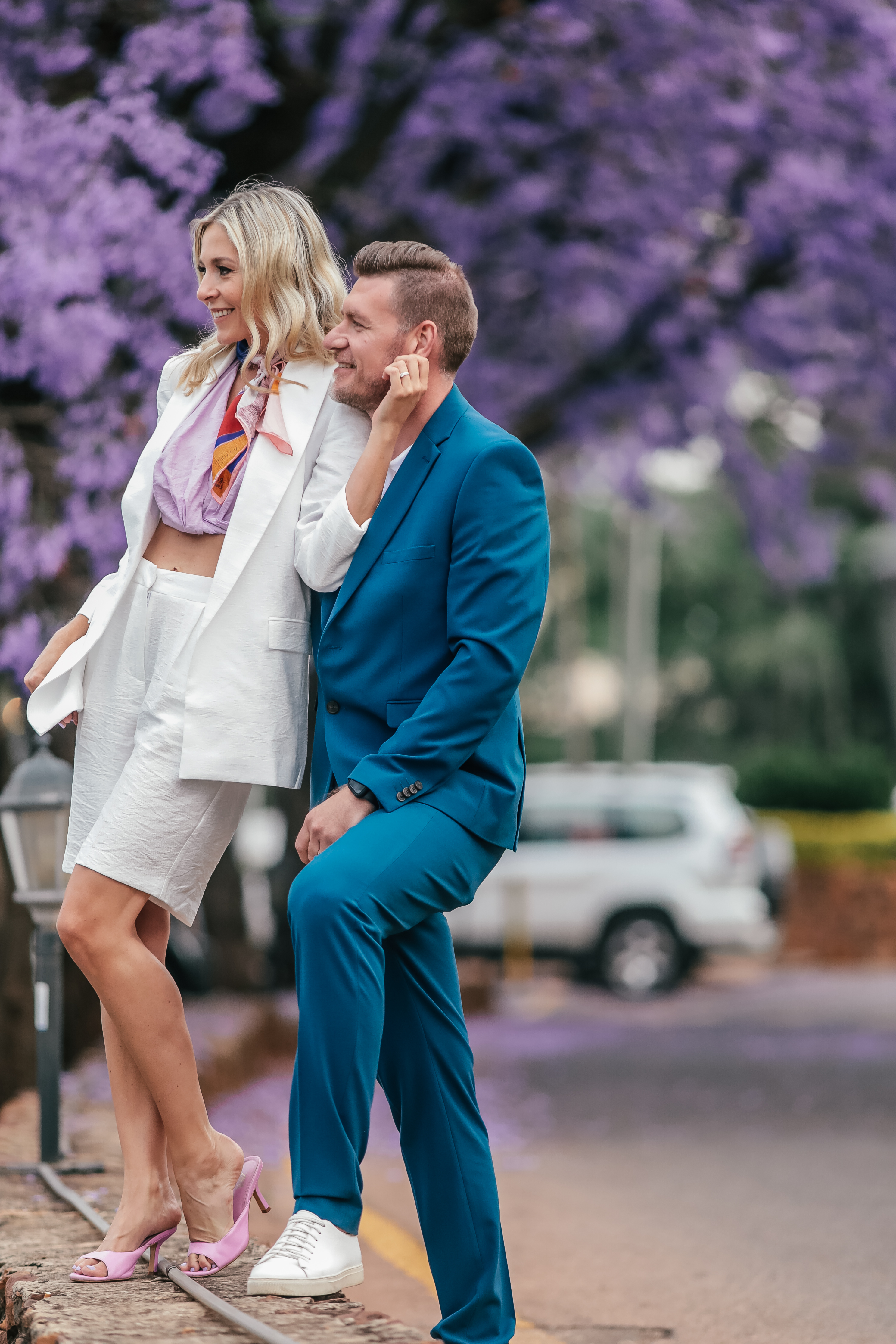 Blu Saffron Couple Outside